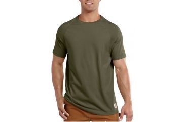 Image of Carhartt Force Cotton Delmont Short Sleeve Shirt - Men's-Moss-Medium