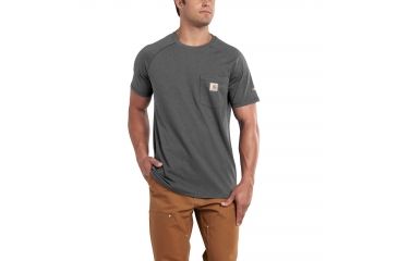 Image of Carhartt Force Cotton Delmont LS T-Shirt - Men's, Carbon Heather, Small, Regular, 100410-026-REG-S
