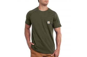 Image of Carhartt Force Cotton Delmont LS T-Shirt - Men's, Moss, Small, Regular, 100410-316-REG-S
