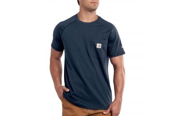 Image of Carhartt Force Cotton Delmont LS T-Shirt - Men's, Navy, Small, Regular, 100410-412-REG-S