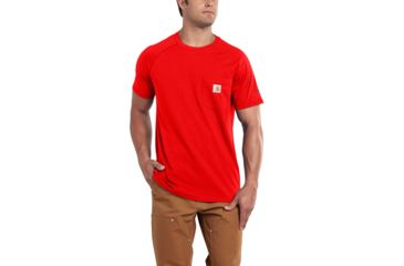 Image of Carhartt Force Cotton Delmont LS T-Shirt - Men's, Electric Red, 2XL, Regular, 100410-642-REG-2XL