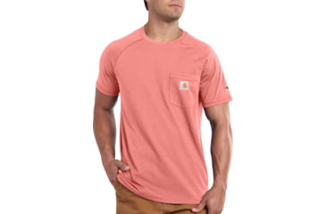 Image of Carhartt Force Cotton Delmont Short Sleeve T-Shirt - Mens, Coral Haze Heather, Small, 100410-P04-REG-S