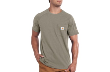 Image of Carhartt Force Cotton Delmont Short Sleeve T-Shirt - Mens, Greige Heather, Small, 100410-E01-REG-S