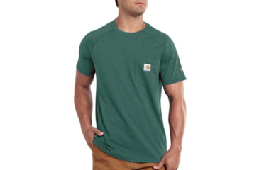 Image of Carhartt Force Cotton Delmont Short Sleeve T-Shirt - Mens, Musk Green Heather, Small, 100410-G18-REG-S