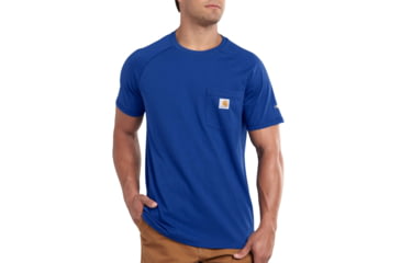 Image of Carhartt Force Cotton Delmont Short Sleeve T Shirt Relaxed Fit - Mens, Nautical Blue, XX-Large-Regular 100410-489-REG-2XL