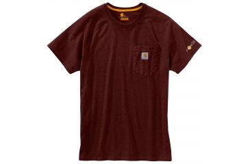 Image of Carhartt Force Cotton Delmont Short Sleeve T Shirt Relaxed Fit - Mens, Red Brown Heather, X-Large-Regular 100410-603-REG-XL