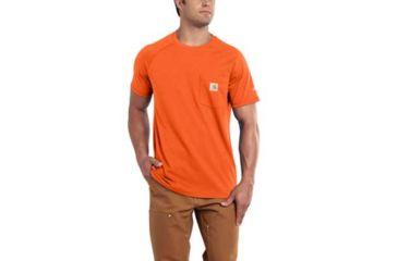 Image of Carhartt Force Cotton Delmont Short Sleeve T Shirt Relaxed Fit - Mens, Bold Orange, X-Large-Regular, 100410-827-REG-XL