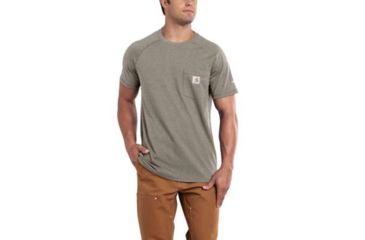 Image of Carhartt Force Cotton Delmont Short Sleeve T Shirt Relaxed Fit - Mens, Desert Heather, X-Large-Regular, 100410-265-REG-XL