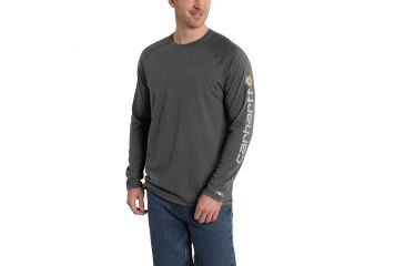 Image of Carhartt Force Cotton Delmont Sleeve Graphic T-Shirt for Mens, Carbon Heather, Medium/Regular 101302-026-REG-M