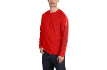 Image of Carhartt Force Cotton Delmont Sleeve Graphic T-Shirt for Mens, Electric Red, Large/Regular 101302-642-REG-L