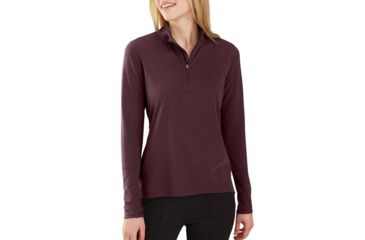Image of Carhartt Force Delmont Quarter Zip Shirt Regular - Womens, Fudge Heather, Medium, 103597-518-M-REG