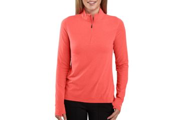 Image of Carhartt Force Delmont Quarter-Zip Shirt - Womens, Hot Coral Heather, Large, 103597-O13-REG-L