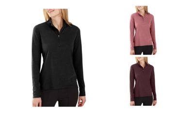 Image of Carhartt Force Delmont Quarter Zip Shirt - Women's, Black Heather, Brick Dust Heather, Fudge Heather
