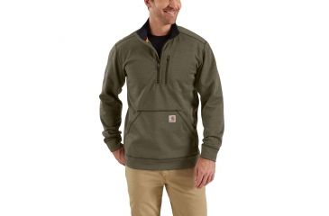 Image of Carhartt Force Extremes Mock Neck Half Zip Sweatshirt for Mens, Burnt Olive Heather, Medium/Regular 102831-315-REG-M