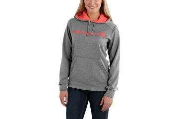 Image of Carhartt Force Extremes Sig Graphic Hooded Sweatshirt for Womens, Asphalt Heather/Emberglow, Medium/Regular 102185-096-REG-M