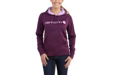 Image of Carhartt Force Extremes Sig Graphic Hooded Sweatshirt for Womens, Potent Purple Heather, Extra Small/Regular 102185-512-REG-XS