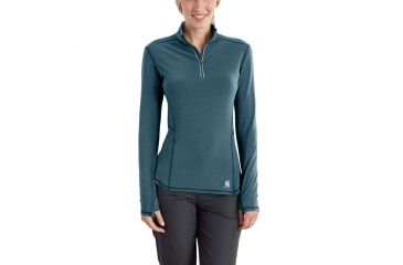 Image of Carhartt Force Ferndale Quarter Zip Shirt - Womens, Blue Mist Heather, L-REG 102528-424-REG-L