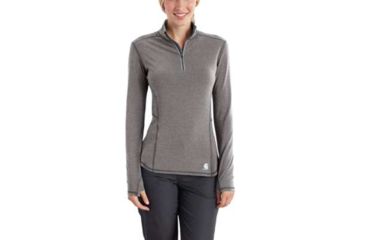 Image of Carhartt Force Ferndale Quarter Zip Shirt - Womens, Asphalt Heather, S-REG, 102528-058-REG-S