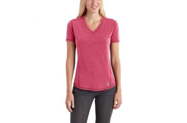 Image of Carhartt Force Ferndale Short Sleeve T-shirt - Womens, Cranberry Heather, XS-REG 102527-623-REG-XS