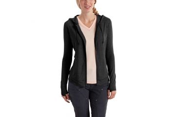 Image of Carhartt Force Ferndale Zip Flame-Resistantont Hoodie for Womens, Black Heather, Extra Small/Regular 102529-013-REG-XS