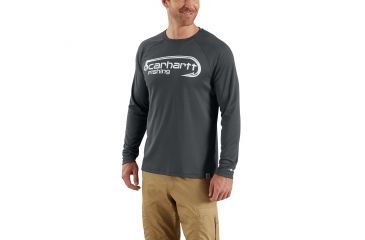 Image of Carhartt Force Fishing Hook Graphic Long Sleeve T-shirt - Mens, Shadow, XL-REG 103001-029-REG-XL