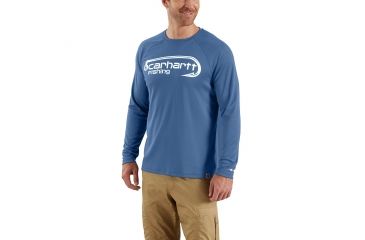 Image of Carhartt Force Fishing Hook Graphic Long Sleeve T-shirt - Mens, Federal Blue, 2XL-REG 103001-445-REG-2XL