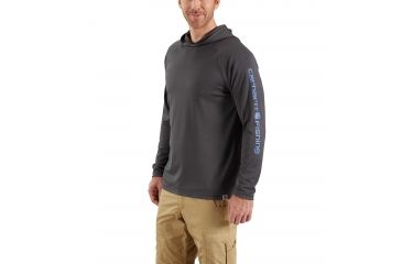 Image of Carhartt Force Fishing Sleeve Logo Long Sleeve Hoodie - Mens, Shadow, 2XL-REG 103002-029-REG-2XL