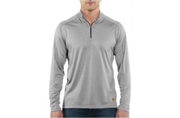 Image of Carhartt Force Long-Sleeve Quarter Zip T-Shirt - Men's-Heather Grey-Medium