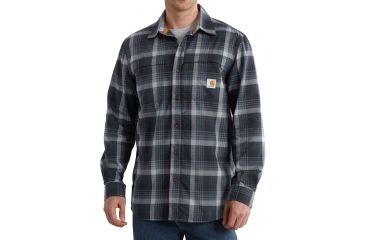 Image of Carhartt Force Reydell Long-Sleeve Shirt - Men's-Navy-Medium