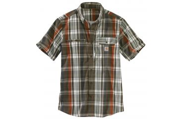 Image of Carhartt Force Ridgefield Plaid Short Sleeve Shirt - Mens, Beech Tree, XL-REG 103146-204-REG-XL