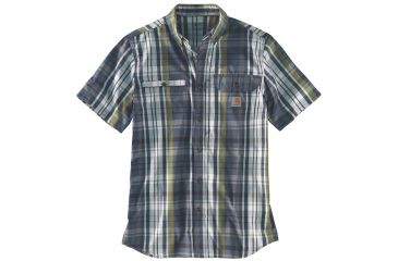 Image of Carhartt Force Ridgefield Plaid Short Sleeve Shirt - Mens, Navy, 2XL-REG 103146-412-REG-2XL