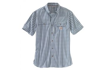 Image of Carhartt Force Ridgefield Plaid Short Sleeve Shirt - Mens, Steel Blue, 2XL-REG 103146-437-REG-2XL