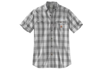 Image of Carhartt Force Ridgefield Plaid Short Sleeve Shirt - Mens, Asphalt, 3XL-Regular, 103549-066-3XL-REG