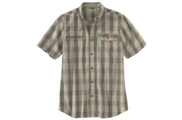 Image of Carhartt Force Ridgefield Plaid Short Sleeve Shirt - Mens, Burnt Olive, Small-Regular, 103549-391-S-REG