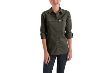 Image of Carhartt Force Ridgefield Shirt for Womens, Olive, 2XL/Regular 102473-307-REG-XXL