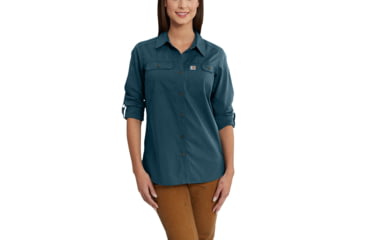 Image of Carhartt Force Ridgefield Shirt for Womens, Dark Stream, Medium/Regular 102473-418-REG-M