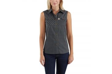 Image of Carhartt Force Ridgefield Sleeveless Plaid Shirt - Womens, Moss, L-REG 103082-316-REG-L