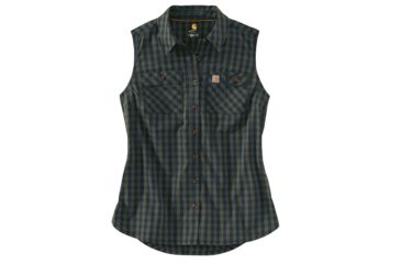 Image of Carhartt Force Ridgefield Sleeveless Plaid Shirt - Womens, Moss, L-REG 103082-316-REG-L