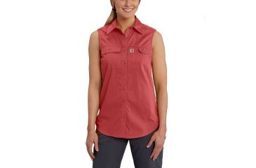 Image of Carhartt Force Ridgefield Sleeveless Shirt - Womens, Cranberry, M-REG 102478-622-REG-M