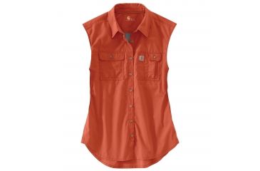 Image of Carhartt Force Ridgefield Sleeveless Shirt - Womens, Cranberry, M-REG 102478-622-REG-M