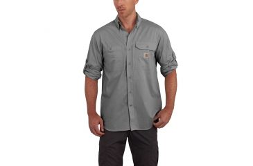 Image of Carhartt Force Ridgefield Solid Long Sleeve Shirt for Mens, Asphalt, 3XL/Regular 102418-066-REG-3XL