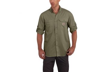 Image of Carhartt Force Ridgefield Solid Long Sleeve Shirt for Mens, Burnt Olive, 4XL/Regular 102418-391-REG-4XL