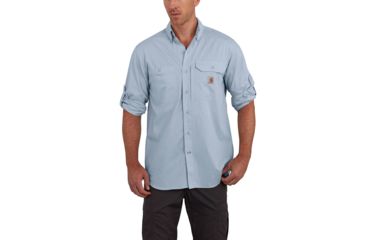 Image of Carhartt Force Ridgefield Solid Long Sleeve Shirt for Mens, Celestial Blue, 3XL/Regular 102418-453-REG-3XL