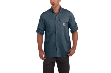Image of Carhartt Force Ridgefield Solid Long Sleeve Shirt - Mens, Dark Slate, 3XL-REG, 102418-433-REG-3XL