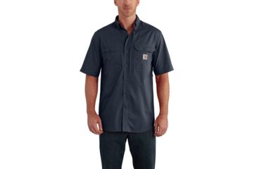 Image of Carhartt Force Ridgefield Solid Short Sleeve Shirt for Mens, Navy, 2XL/Regular 102417-412-REG-2XL