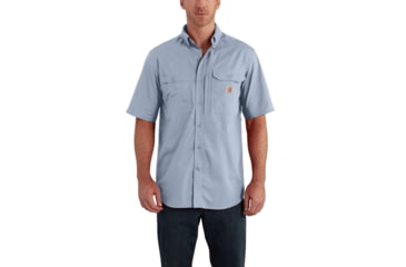 Image of Carhartt Force Ridgefield Solid Short Sleeve Shirt for Mens, Celestial Blue, 2XL/Regular 102417-453-REG-2XL