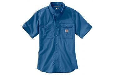 Image of Carhartt Force Ridgefield Solid Short Sleeve Shirt - Mens, Federal Blue, M-REG 102417-445-REG-M