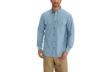 Image of Carhartt Fort Long Sleeve Shirt LW Chambray Bfnt Relaxed Fit - Mens, Blue Chambray, S-REG S202-CBL-REG-SML