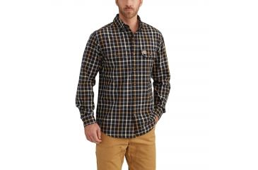 Image of Carhartt Fort Plaid Long Sleeve Shirt for Mens, Black, Large/Regular 102816-001-REG-L