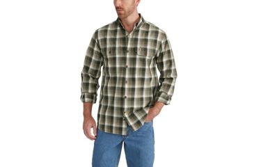 Image of Carhartt Fort Plaid Long Sleeve Shirt for Mens, Burnt Olive, Extra Large/Regular 102816-391-REG-XL